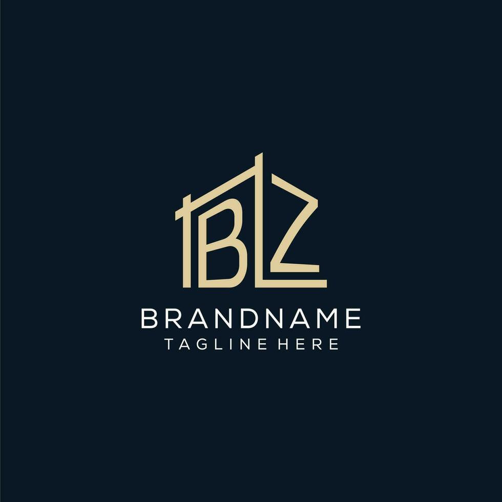 eerste bz logo, schoon en modern bouwkundig en bouw logo ontwerp vector