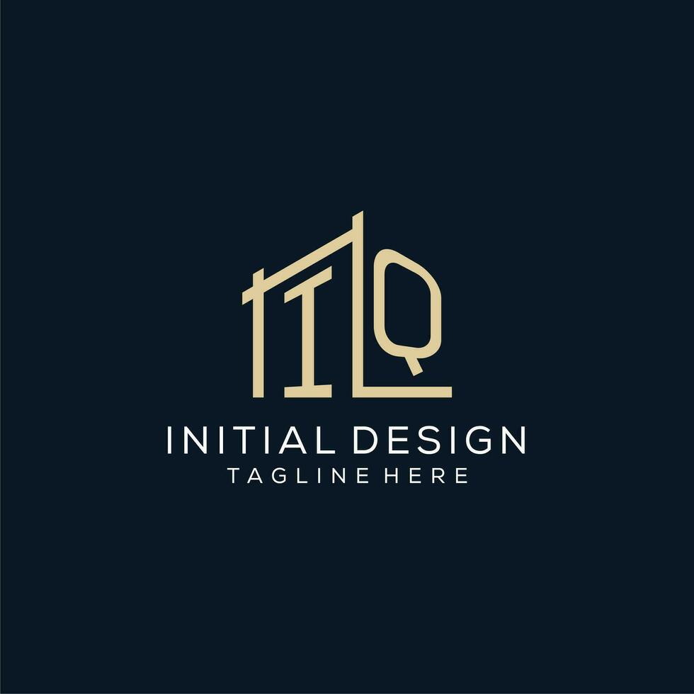 eerste iq logo, schoon en modern bouwkundig en bouw logo ontwerp vector