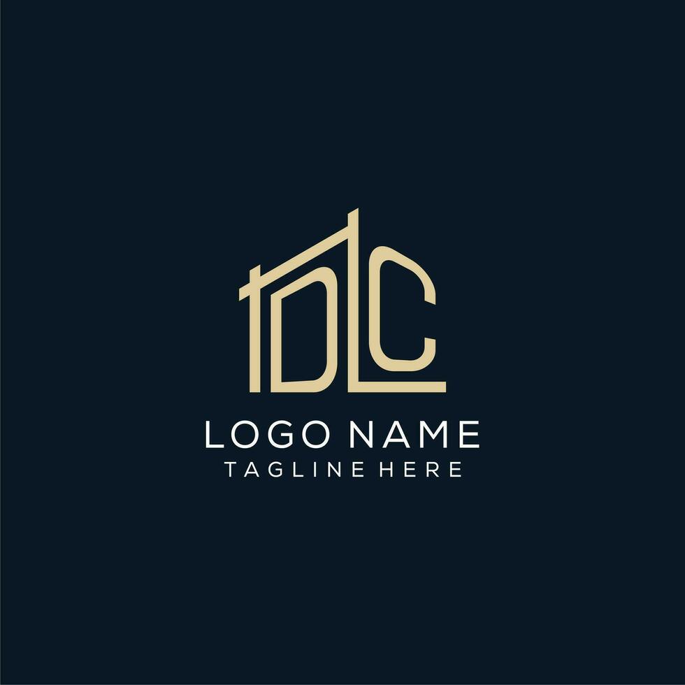 eerste dc logo, schoon en modern bouwkundig en bouw logo ontwerp vector