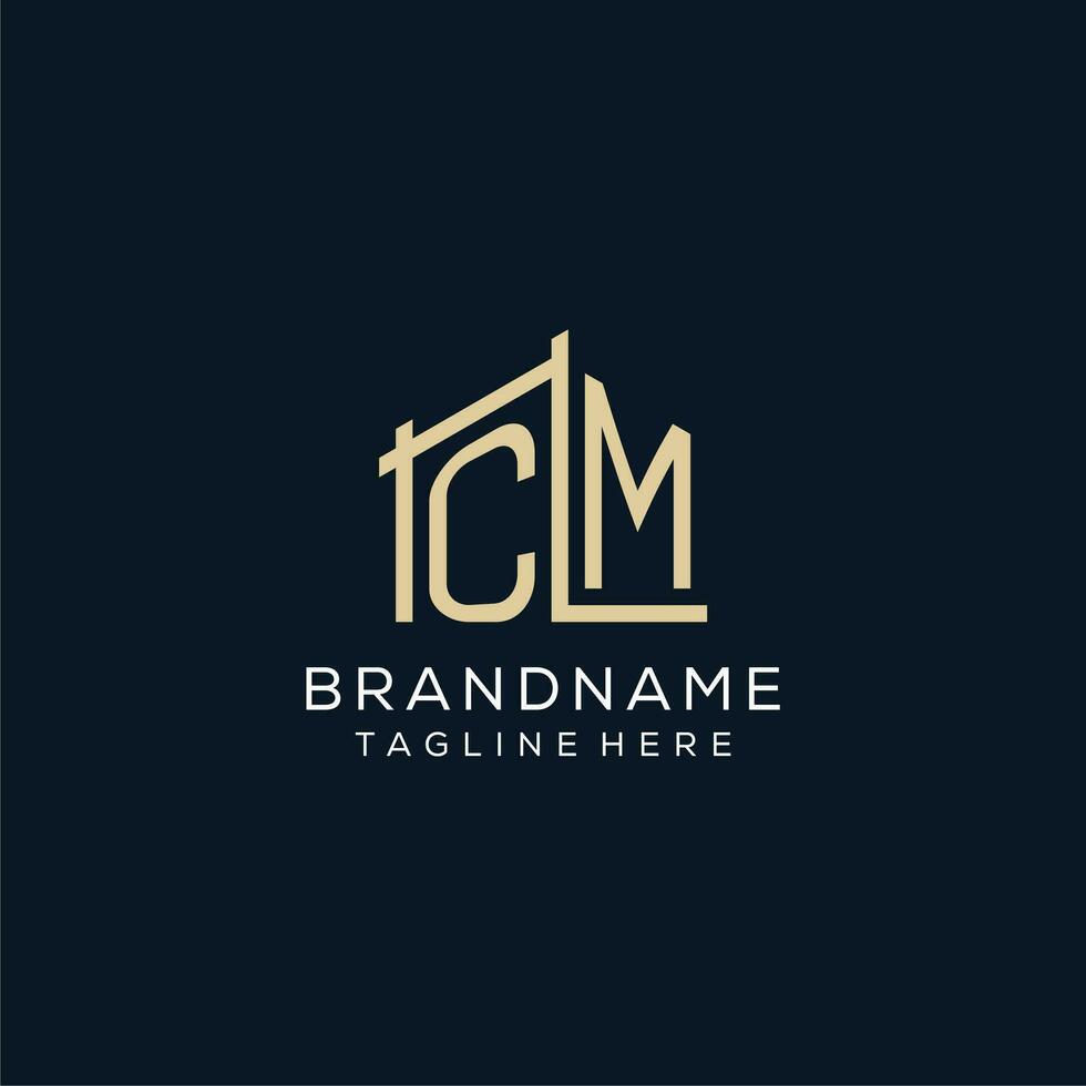 eerste cm logo, schoon en modern bouwkundig en bouw logo ontwerp vector