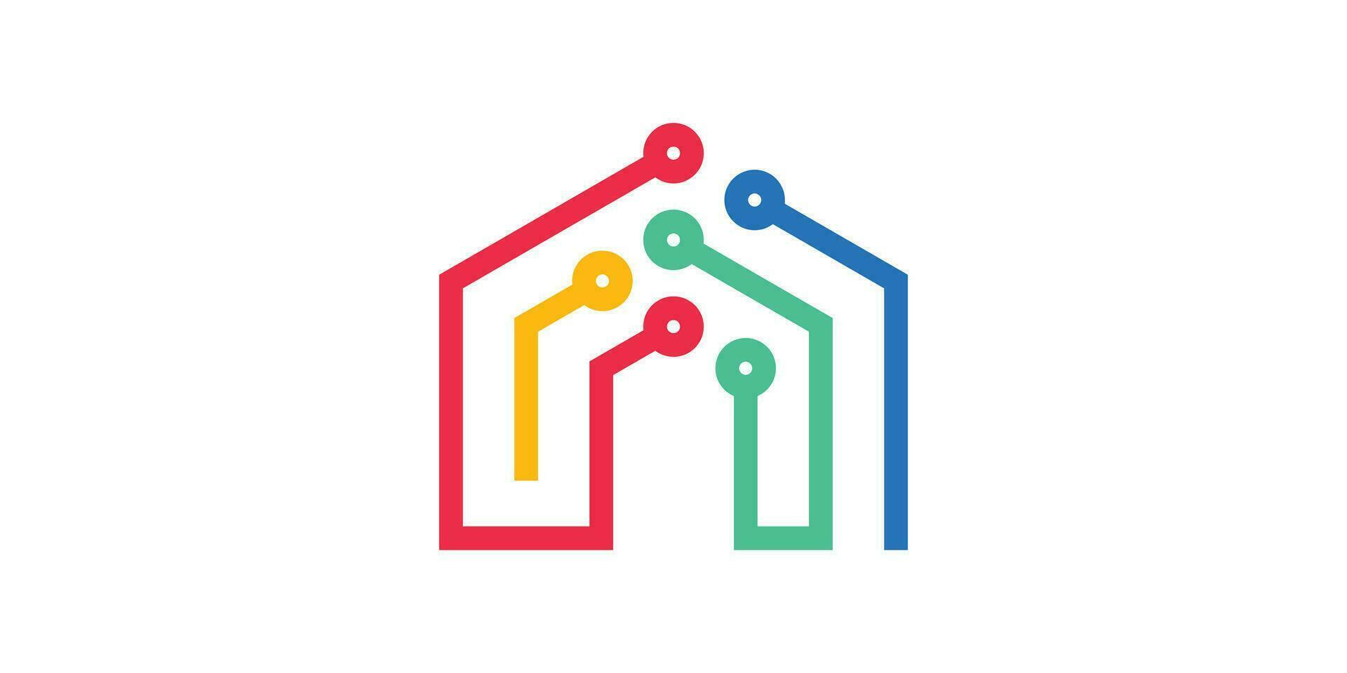 logo ontwerp combineren een huis met internet kabels, logo ontwerp met een modern technologie stijl. vector