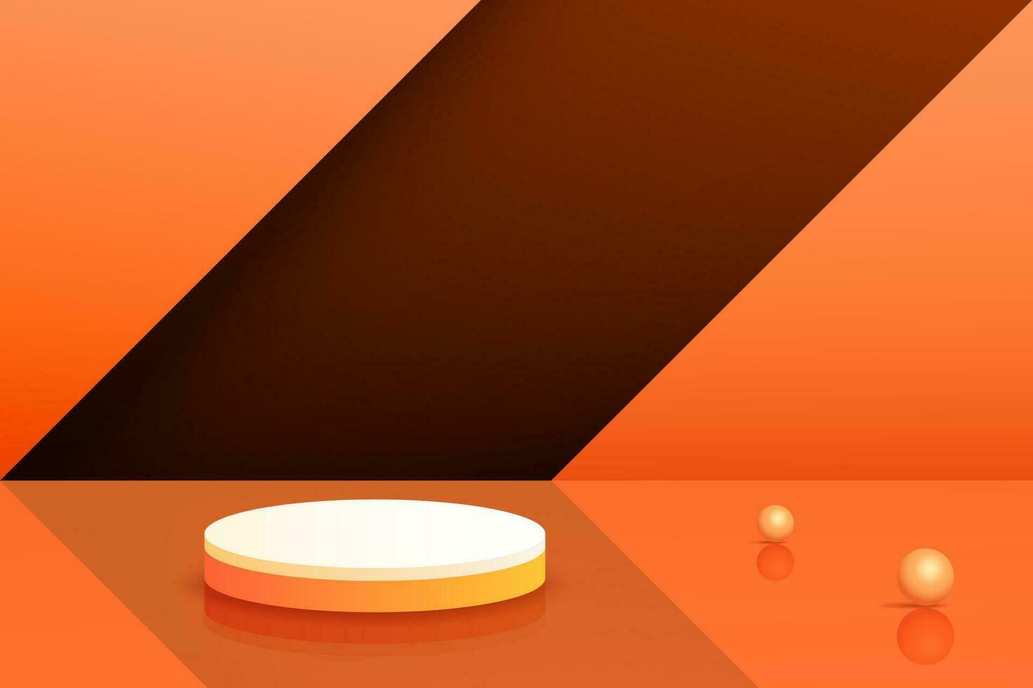 reeks oranje geel 3d voorwerp cilinder voetstuk podium Scherm helling kleur minimaal tafereel toonzaal vector