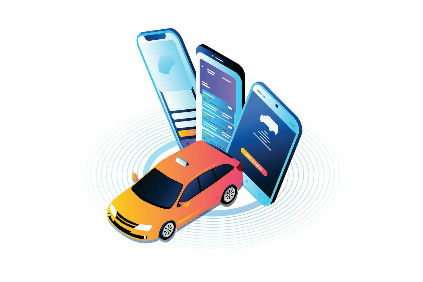 mobiel app voor reservering taxi vector