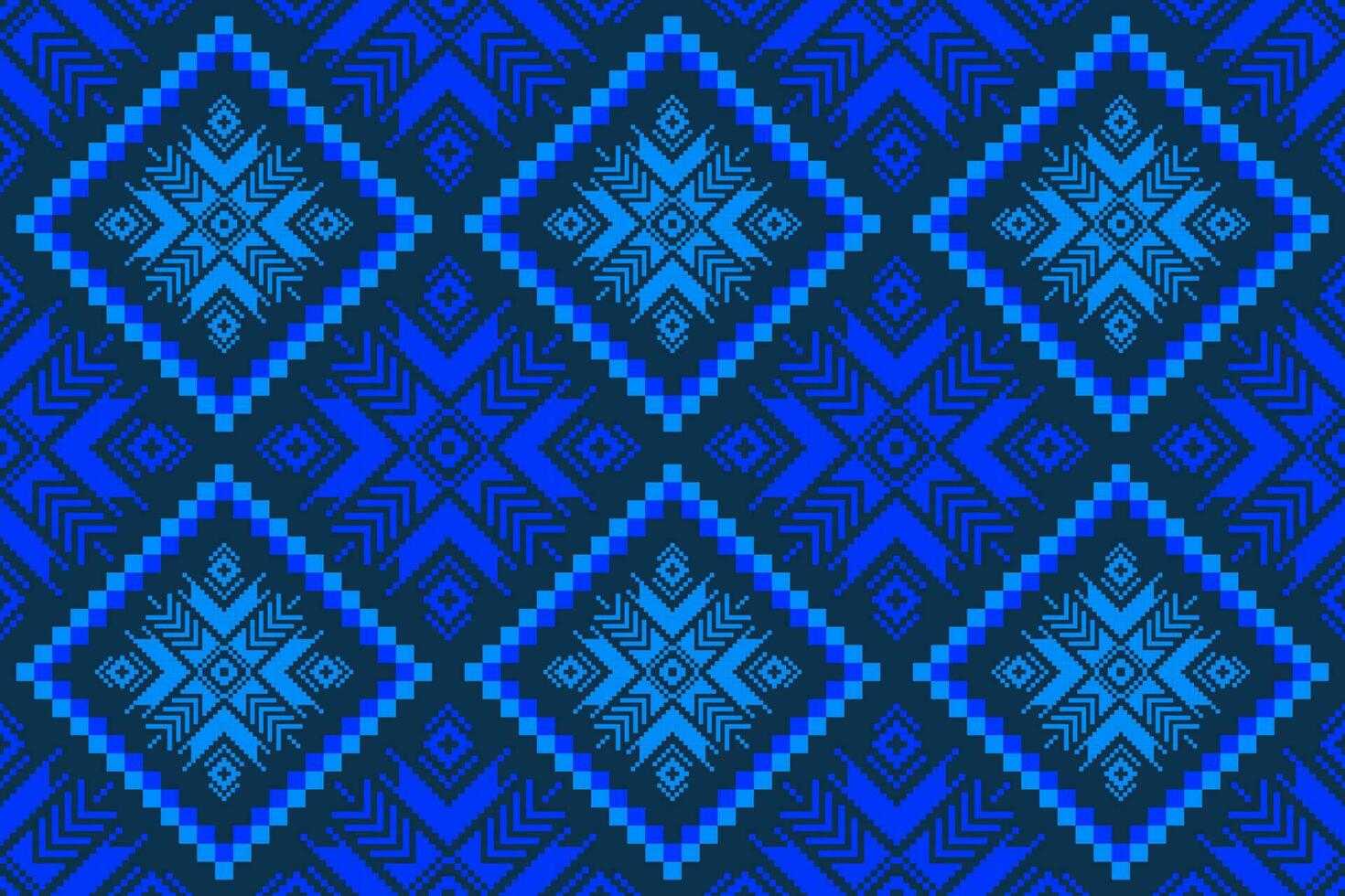 indigo marine blauw meetkundig traditioneel etnisch patroon ikat naadloos patroon grens abstract ontwerp voor kleding stof afdrukken kleding jurk tapijt gordijnen en sarong aztec Afrikaanse Indisch Indonesisch vector