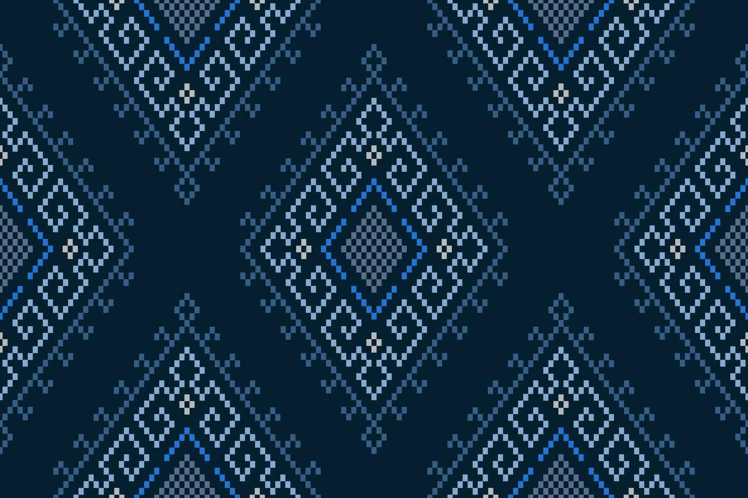 indigo marine blauw meetkundig traditioneel etnisch patroon ikat naadloos patroon grens abstract ontwerp voor kleding stof afdrukken kleding jurk tapijt gordijnen en sarong aztec Afrikaanse Indisch Indonesisch vector