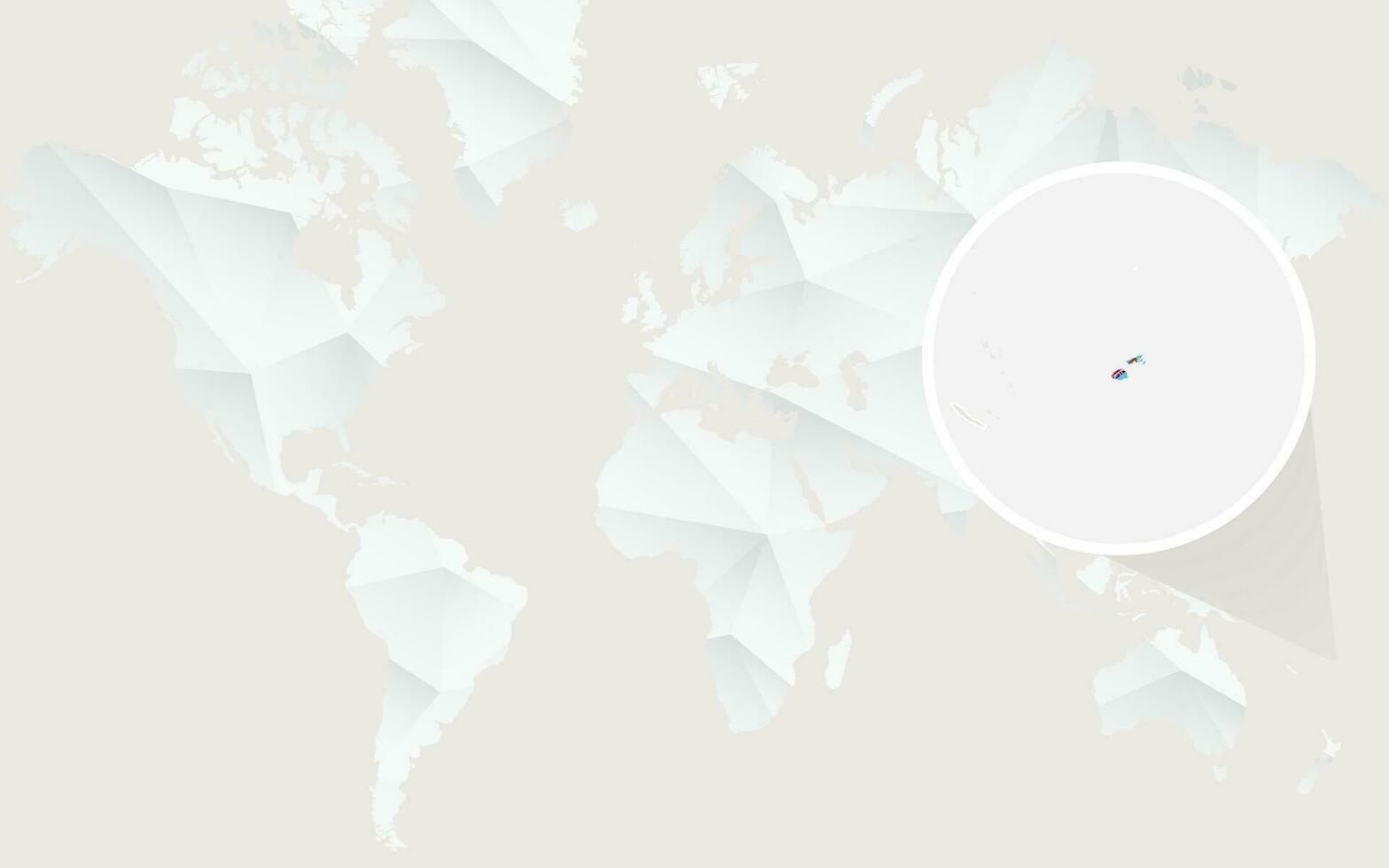 fiji kaart met vlag in contour Aan wit veelhoekige wereld kaart. vector
