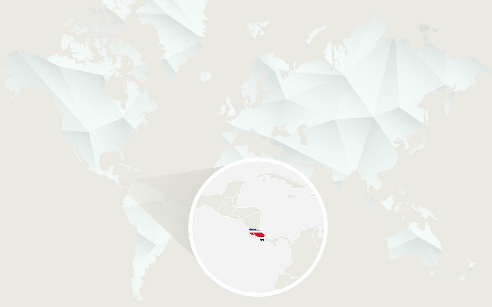 costa rica kaart met vlag in contour Aan wit veelhoekige wereld kaart. vector