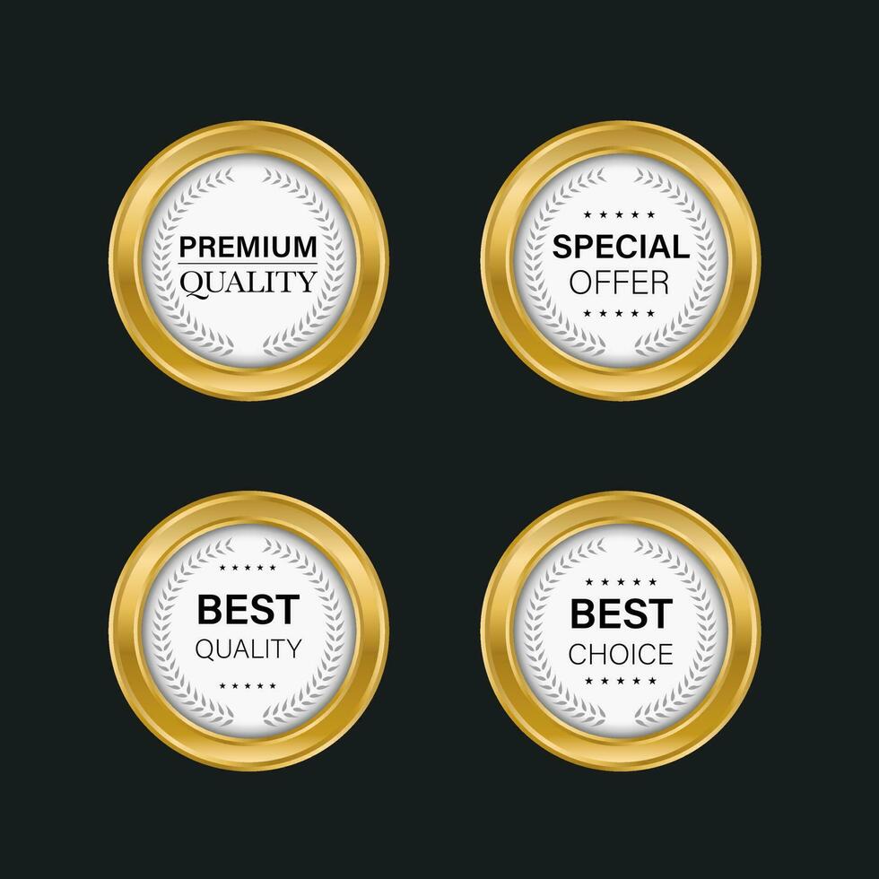 luxe gouden badges en labels premium kwaliteitsproduct vector