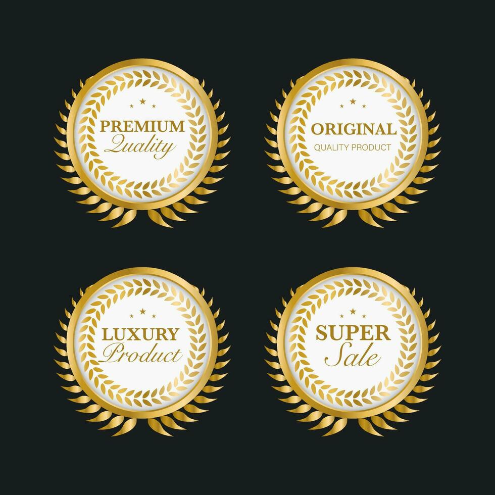 luxe gouden badges en labels premium kwaliteitsproduct vector