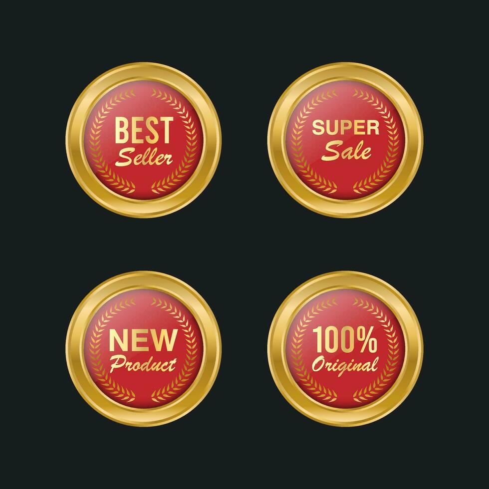 luxe gouden badges en labels premium kwaliteitsproduct vector