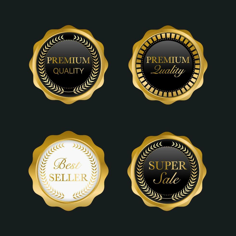 luxe gouden badges en labels premium kwaliteitsproduct vector