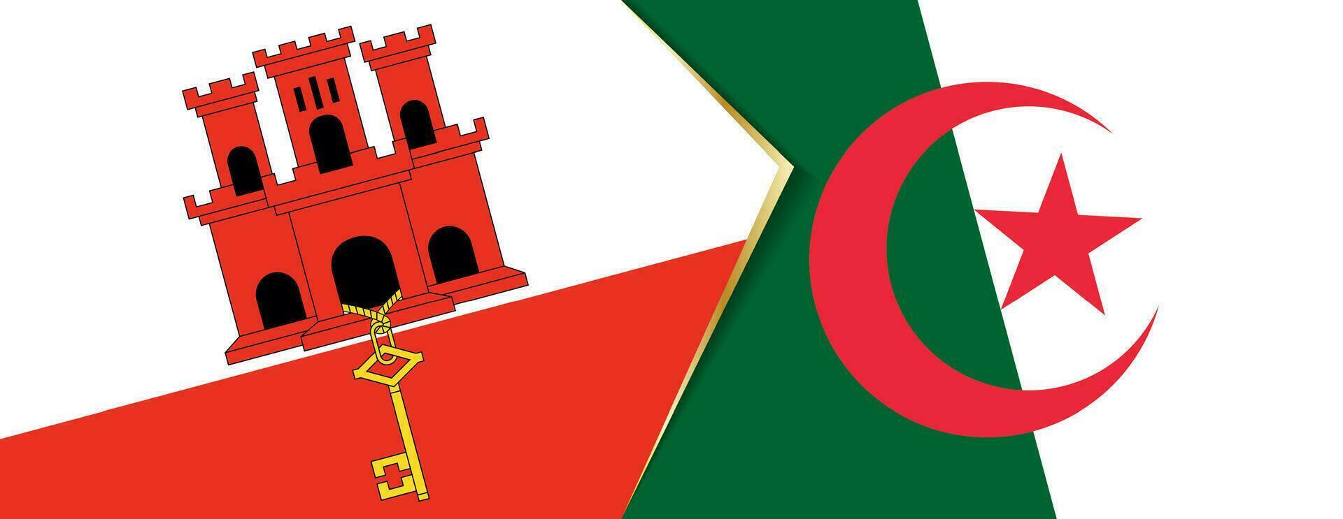 Gibraltar en Algerije vlaggen, twee vector vlaggen.