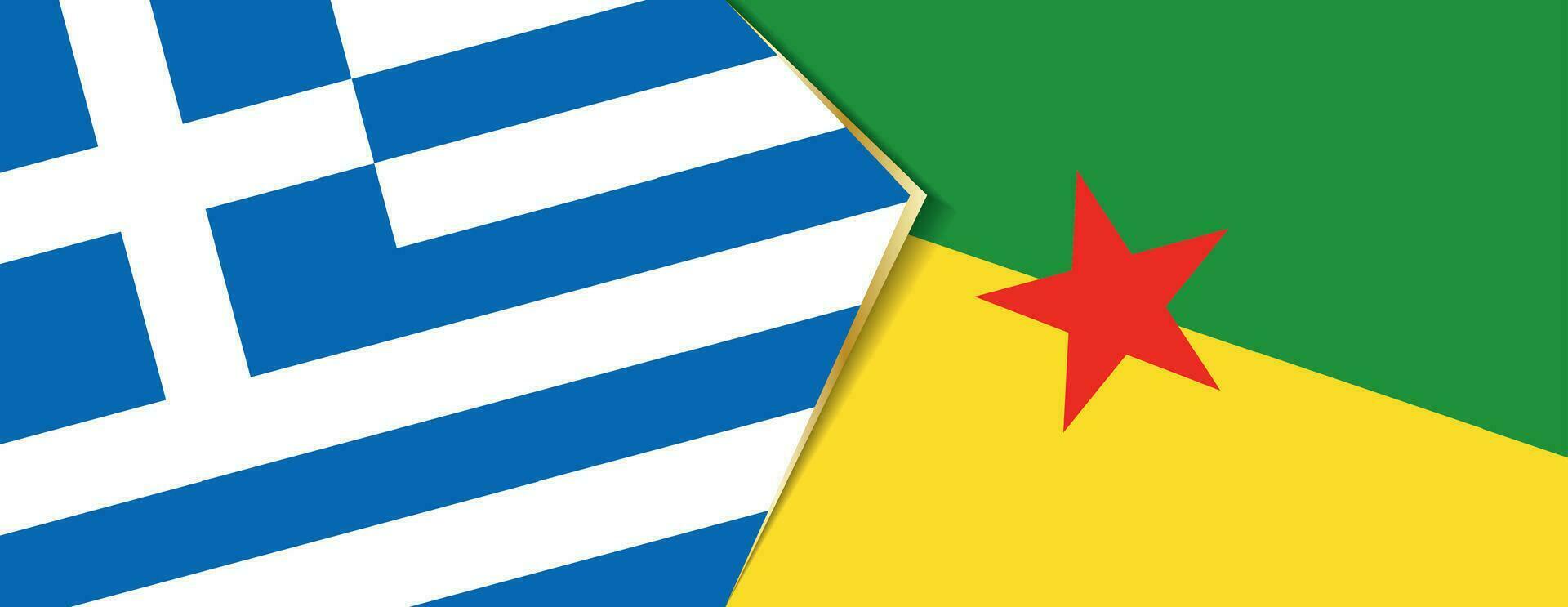 Griekenland en Frans Guyana vlaggen, twee vector vlaggen.