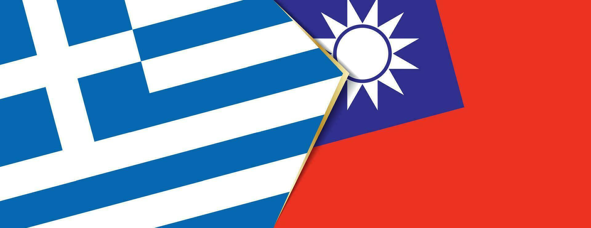 Griekenland en Taiwan vlaggen, twee vector vlaggen.
