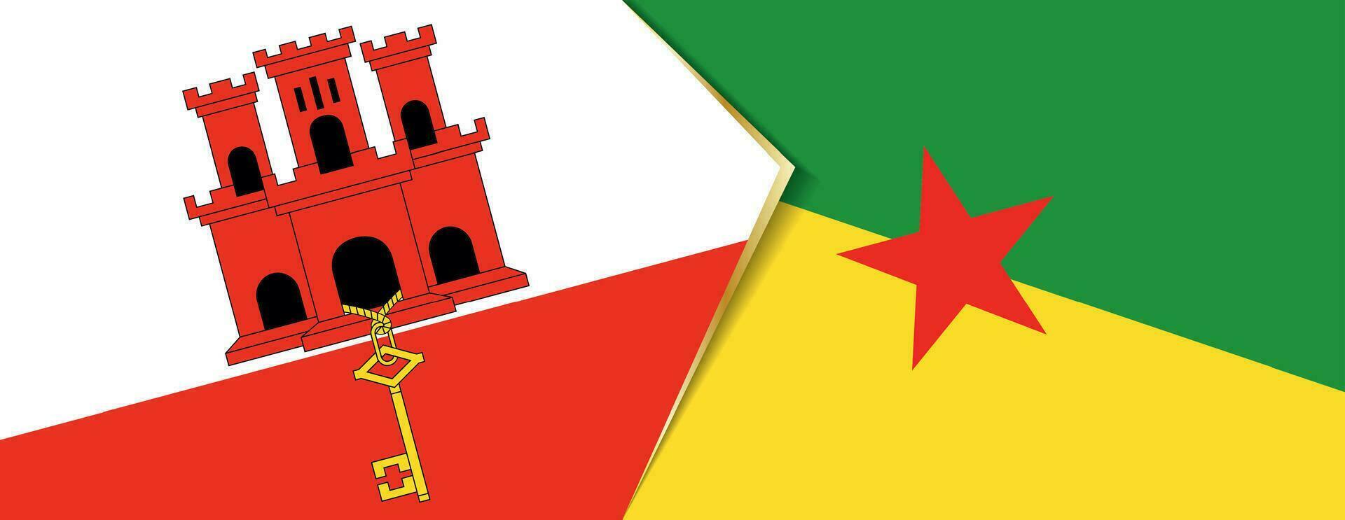 Gibraltar en Frans Guyana vlaggen, twee vector vlaggen.