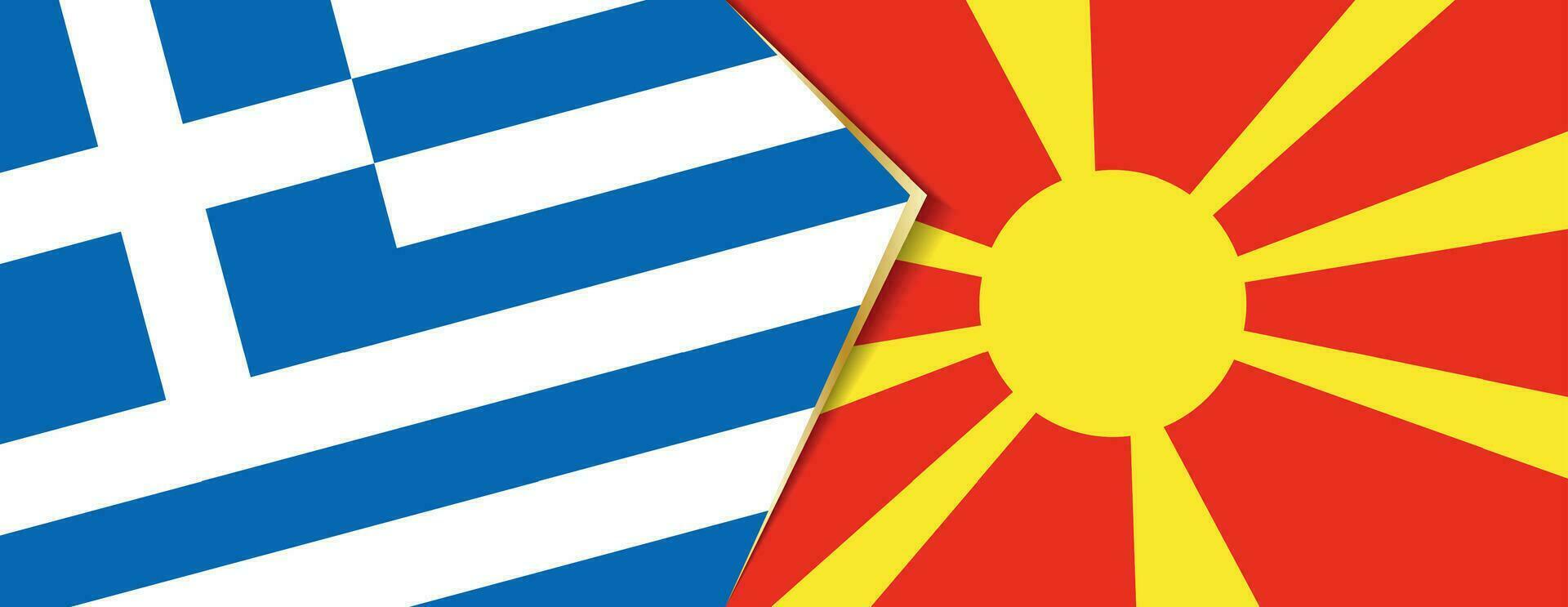 Griekenland en Macedonië vlaggen, twee vector vlaggen.