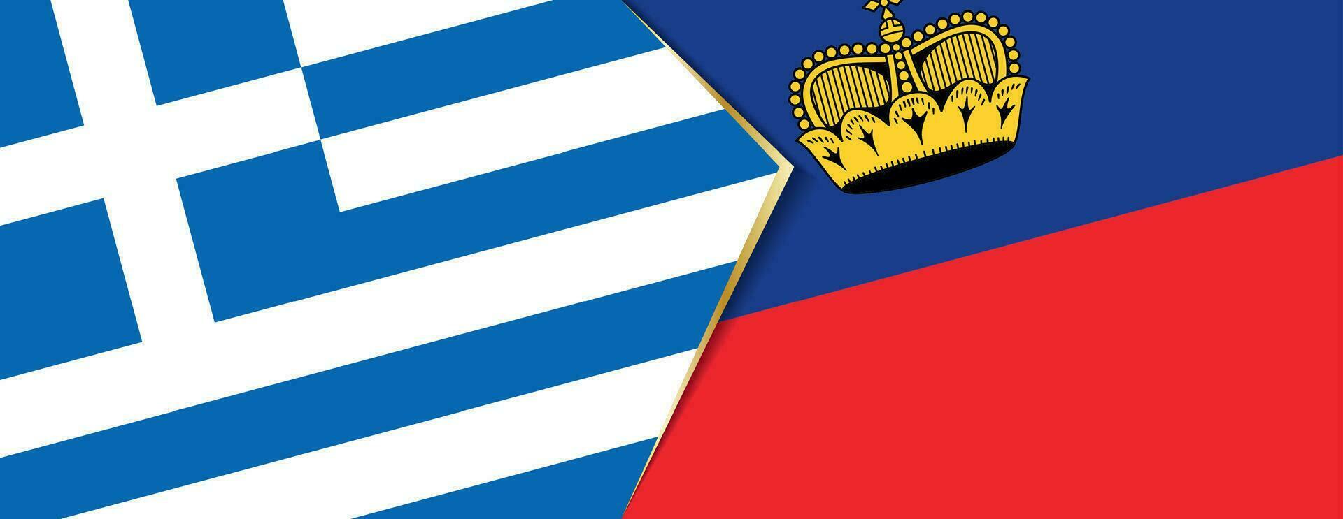 Griekenland en Liechtenstein vlaggen, twee vector vlaggen.