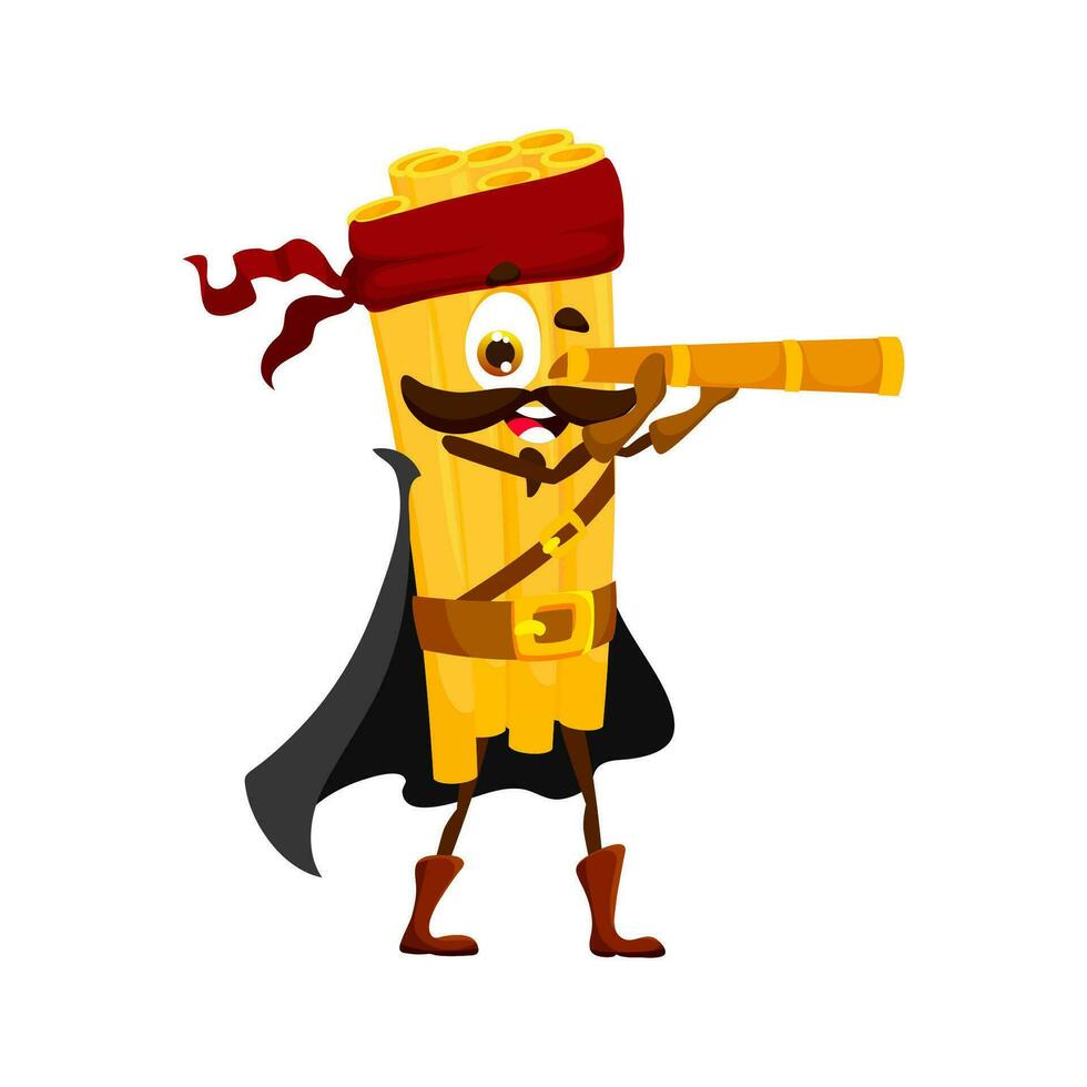 Italiaans pasta piraat karakter met kijker vector
