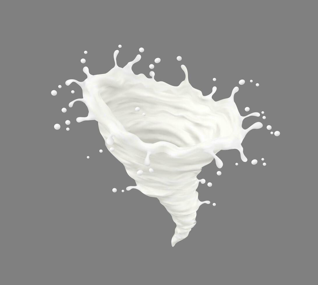 melk room of yoghurt wit plons, vloeistof tornado vector