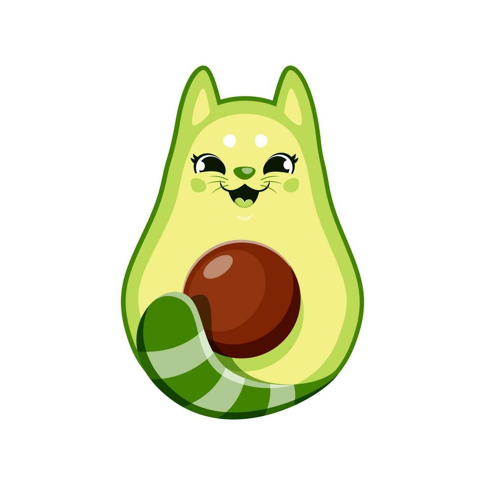 tekenfilm avocado avocat kat karakter, vector huisdier