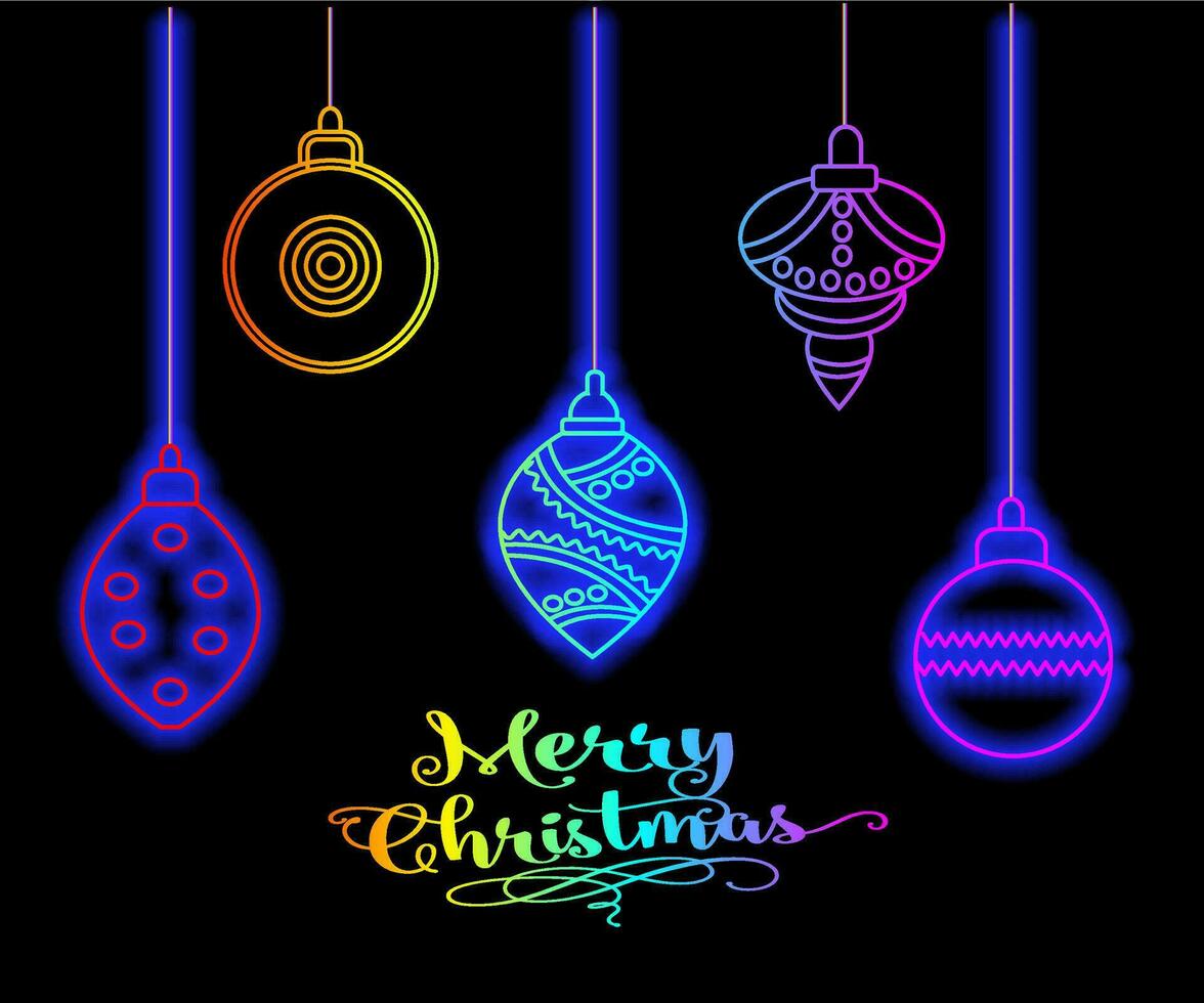 abstract neon lamp Kerstmis vorm achtergrond voorwerp gloeiend icoon. Kerstmis voorwerpen in levendig kleuren. feestelijk Spar met neon licht. icoon set, teken, symbool voor ui. vector illustratie