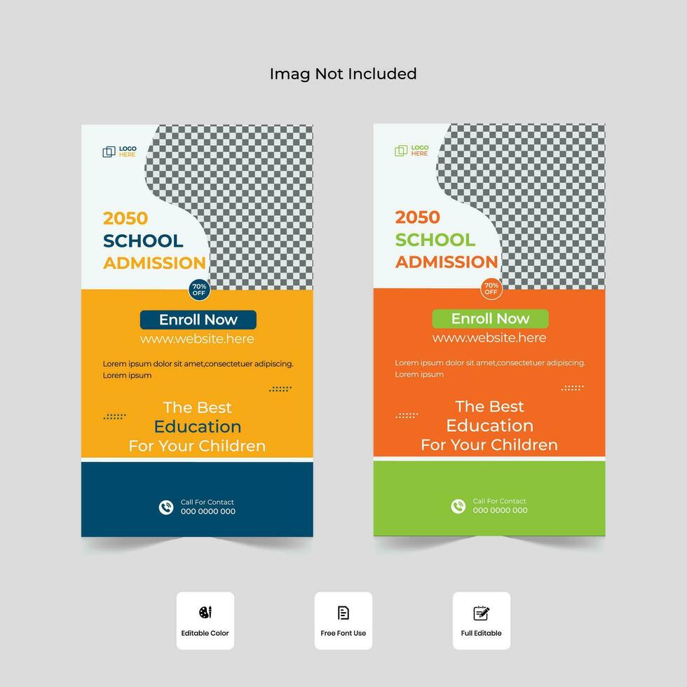 terug naar school- verhaal sjabloon, school- toelating sociaal media verhalen ontwerp. vector