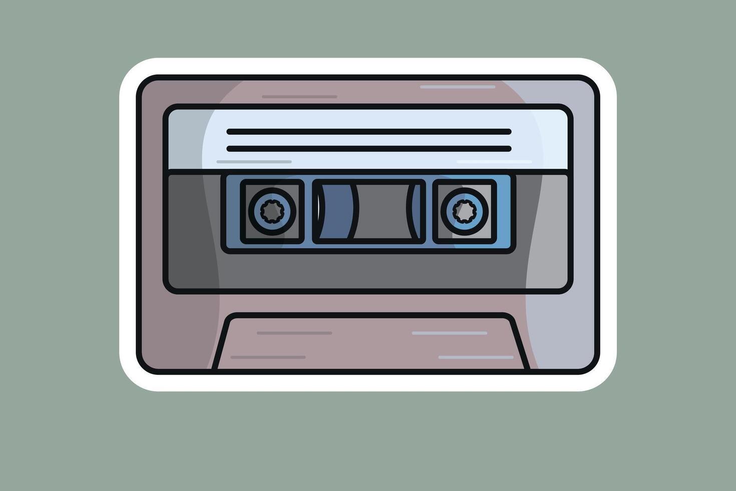muziek- speler cassette plakband sticker vector illustratie. technologie recreatie icoon concept. cassette plakband opnemer sticker stijl vector ontwerp met schaduw.