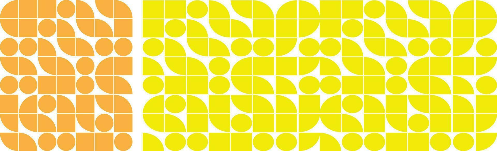 abstract meetkundig achtergrond met cirkels en pleinen in geel, roze en groente. naadloos vector patroon met cirkels en pleinen in geel en blauw