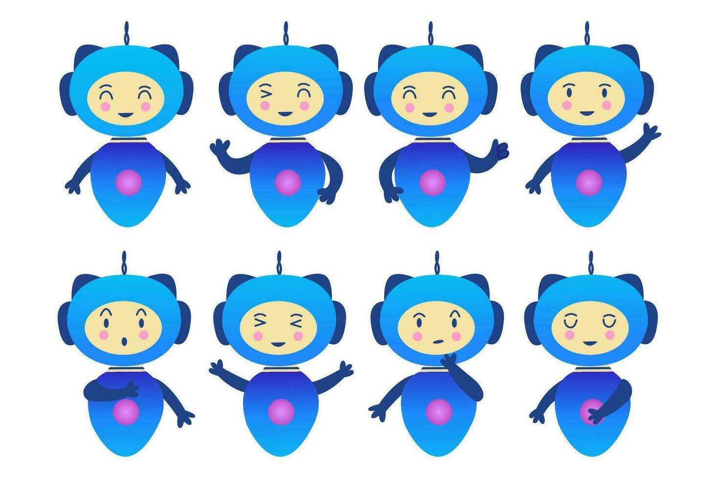 reeks van klein robots met verschillend emoties. vector