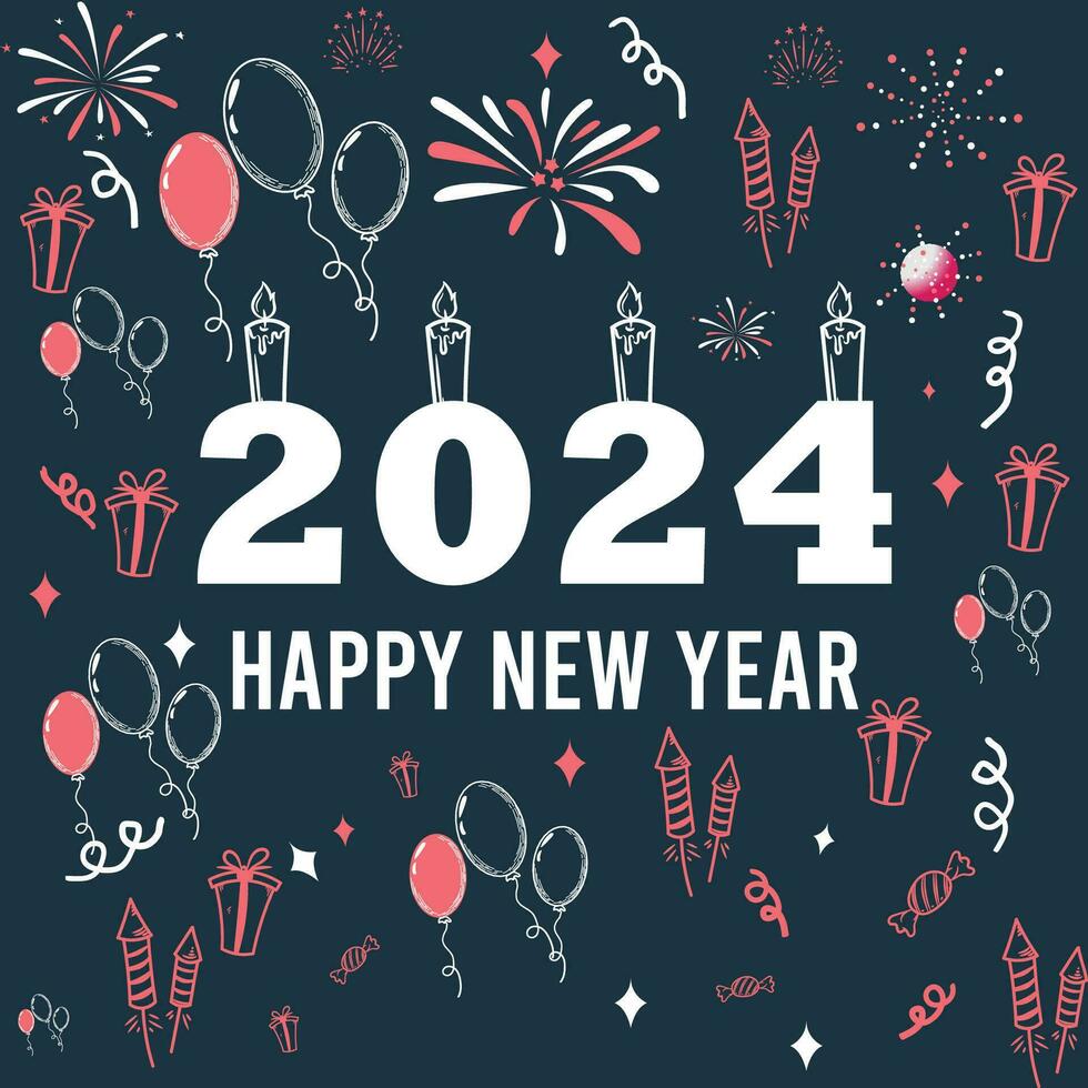 gelukkig nieuw jaar 2024, folder, banier vector ontwerp