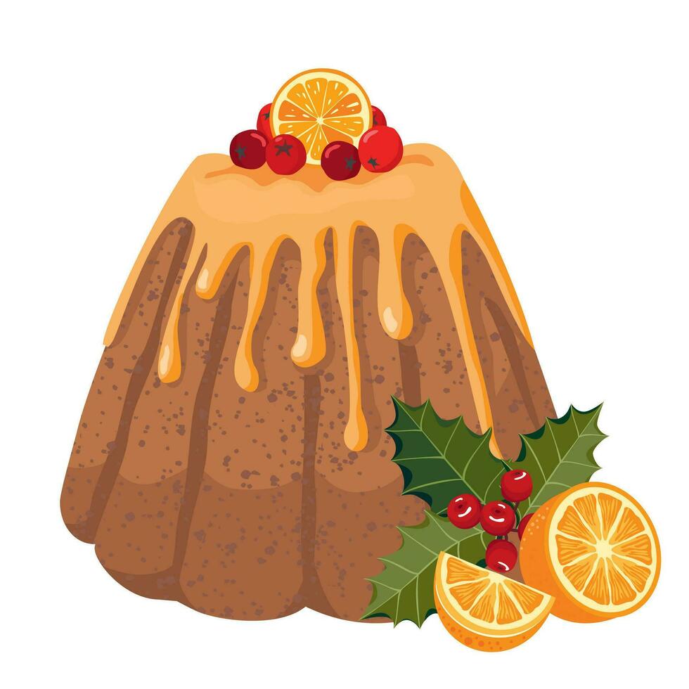 oranje Kerstmis koekje met een decoratie van een oranje plak en hulst . geïllustreerd vector clip art.