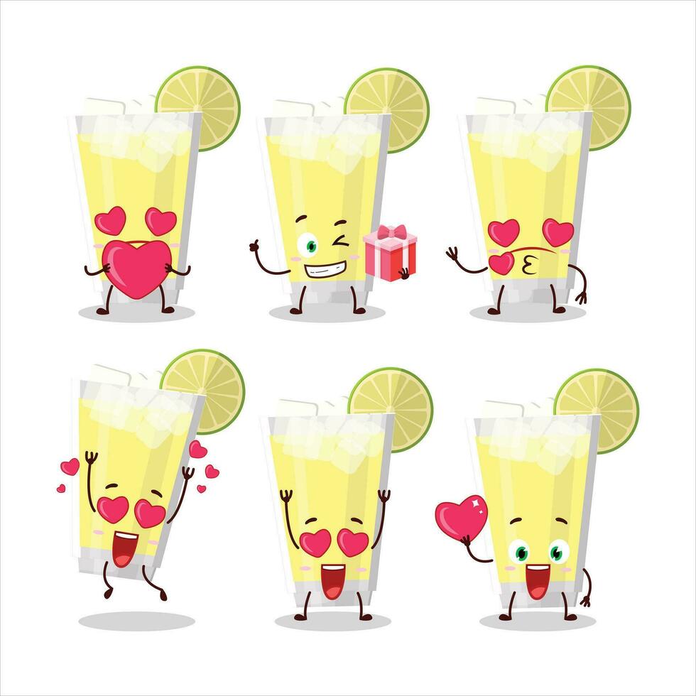 limonade tekenfilm karakter met liefde schattig emoticon vector