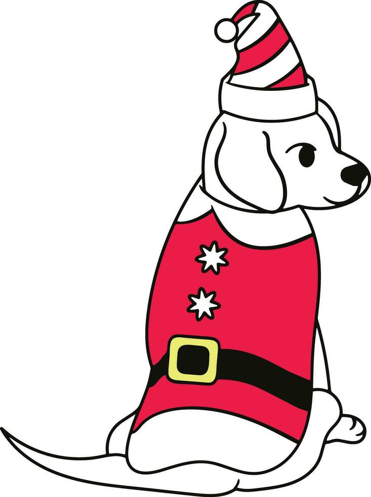 Kerstmis met schattig hond vervelend de kerstman hoed vector