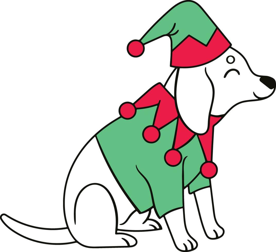 Kerstmis hond terugbrenger in de kerstman hoed Kerstmis kunst vector