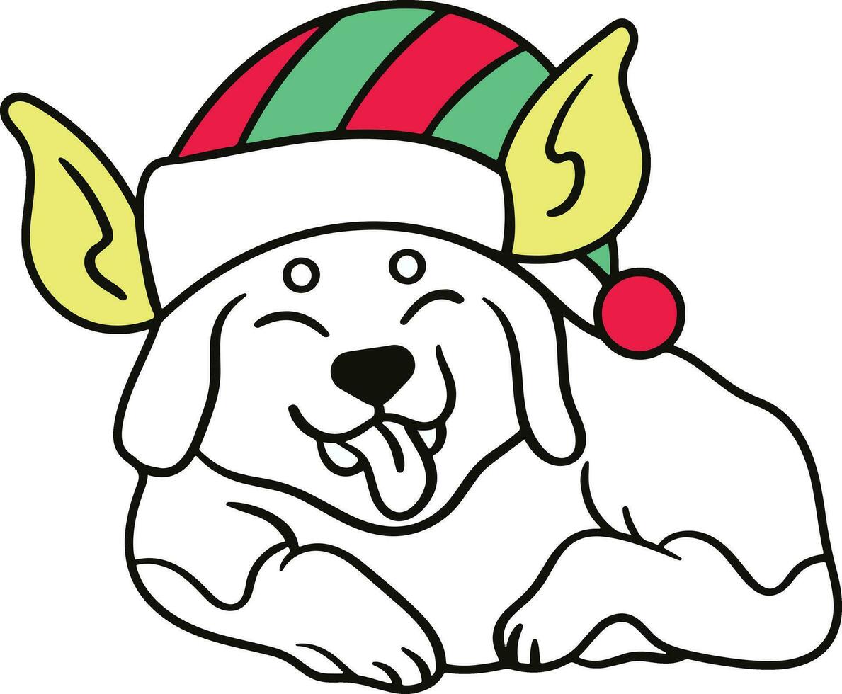 schattig vector hond vervelend de kerstman pet