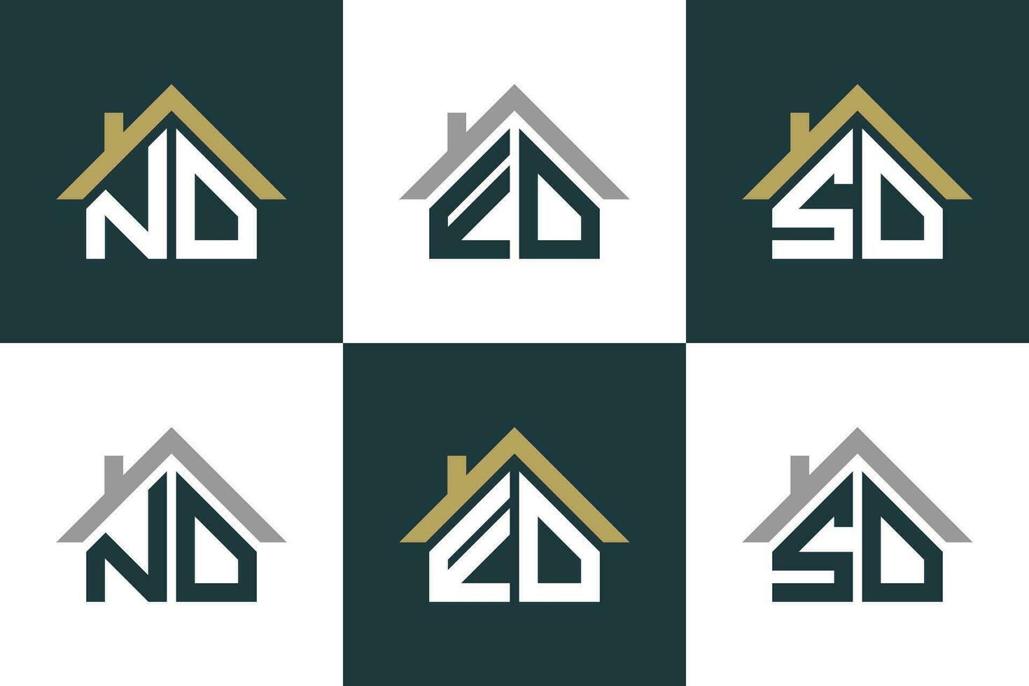 reeks van brief nd,ed,sd logo ontwerp met huis illusration concept vector