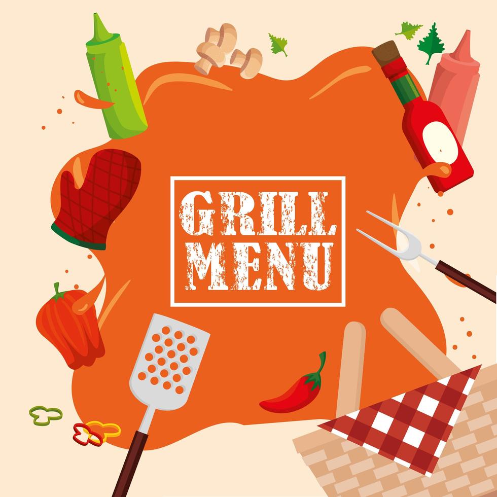 grillmenu met verse groenten vector