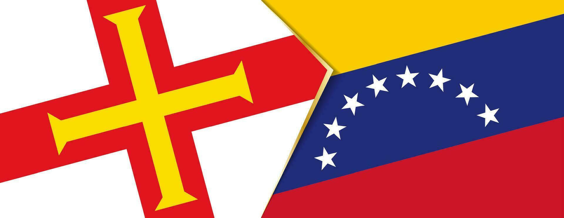 Guernsey en Venezuela vlaggen, twee vector vlaggen.