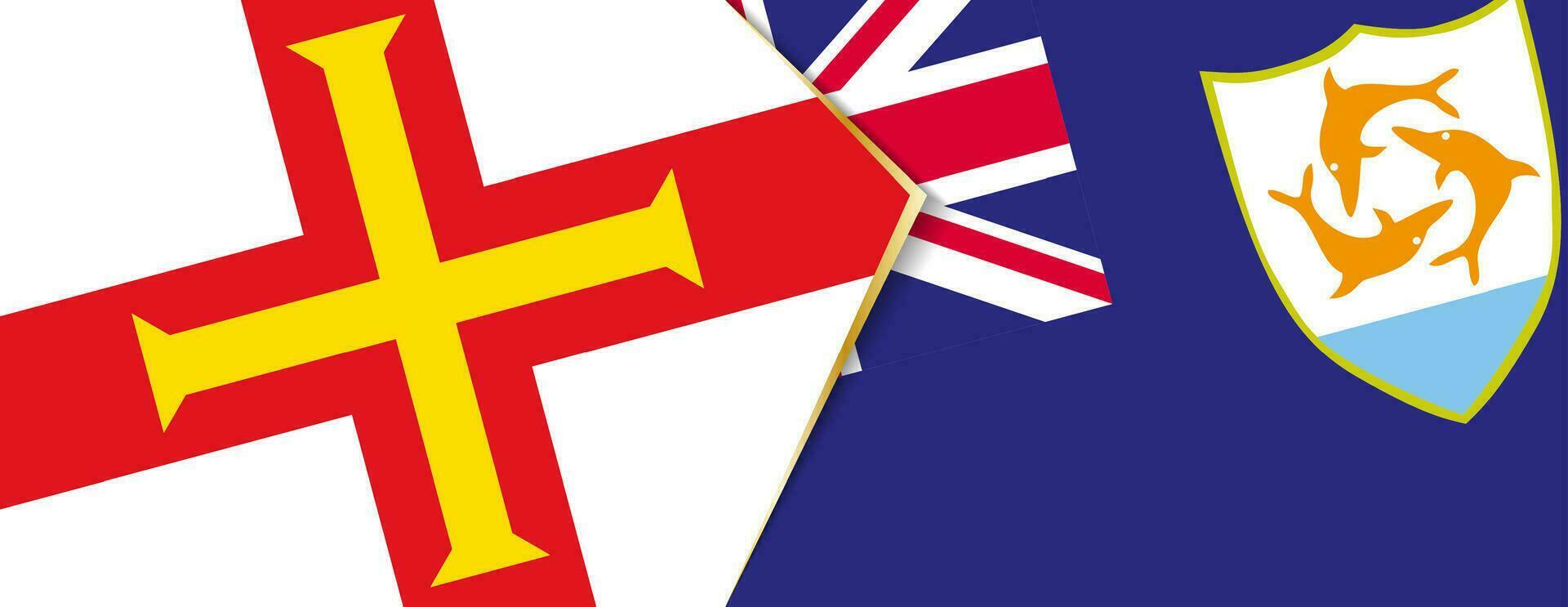 Guernsey en Anguilla vlaggen, twee vector vlaggen.