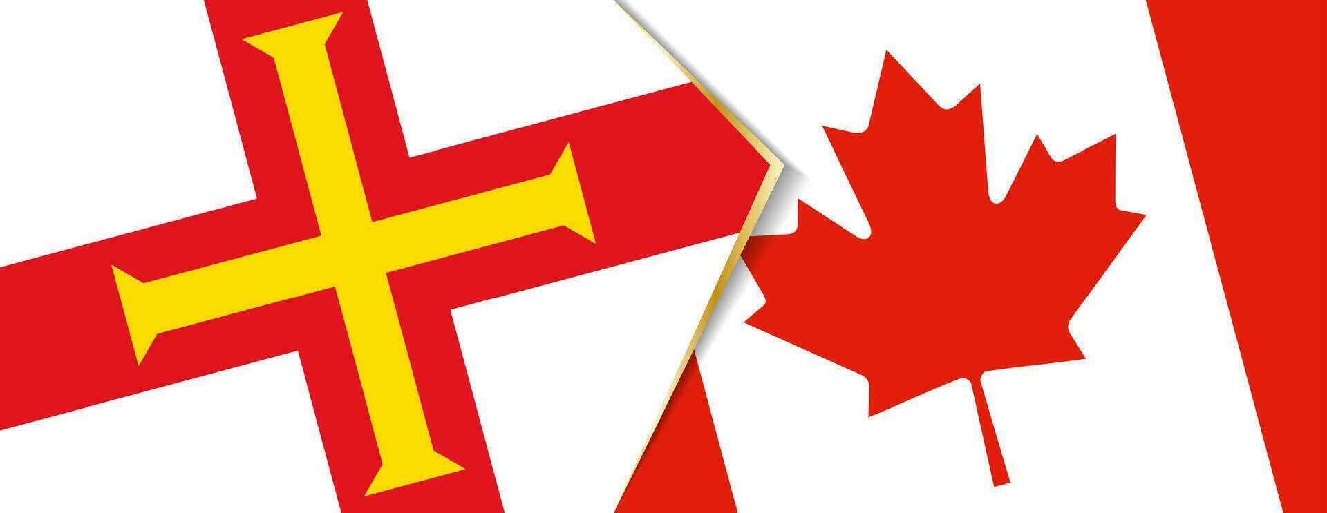 Guernsey en Canada vlaggen, twee vector vlaggen.