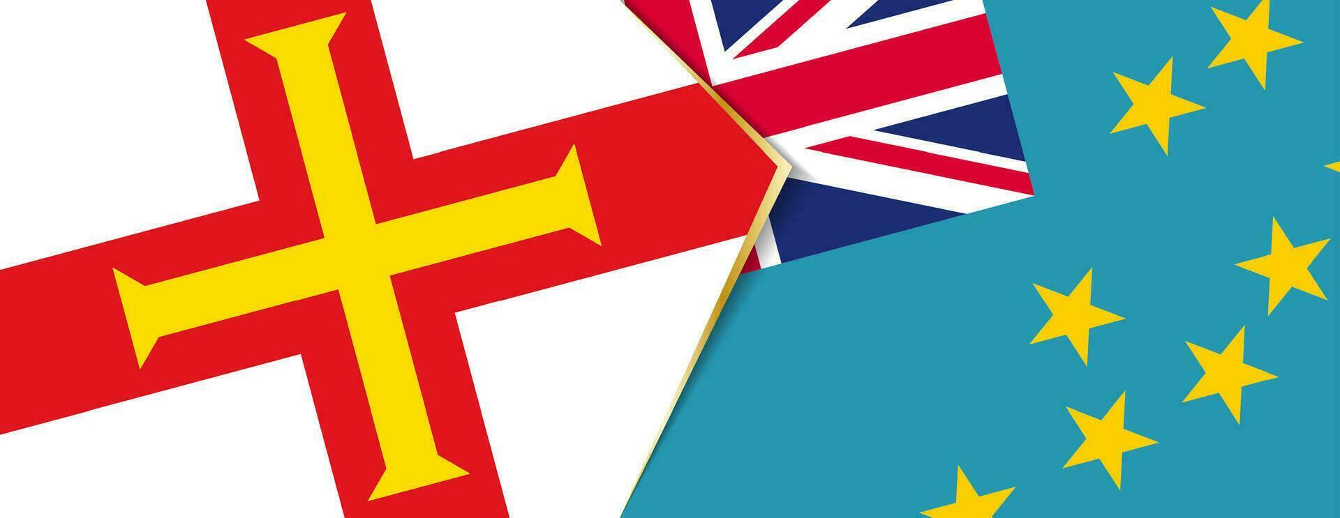 Guernsey en Tuvalu vlaggen, twee vector vlaggen.