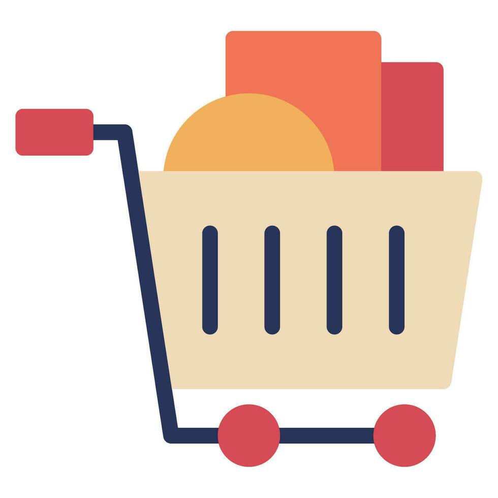 boodschappen doen kar icoon illustratie, voor web, app, infografisch, enz vector