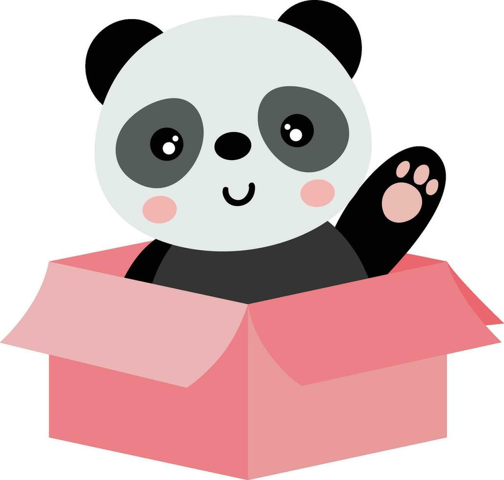 schattig panda in karton doos vector