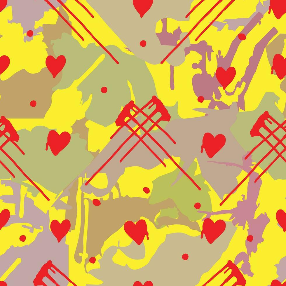 rood hart grunge camo naadloos patroon vector