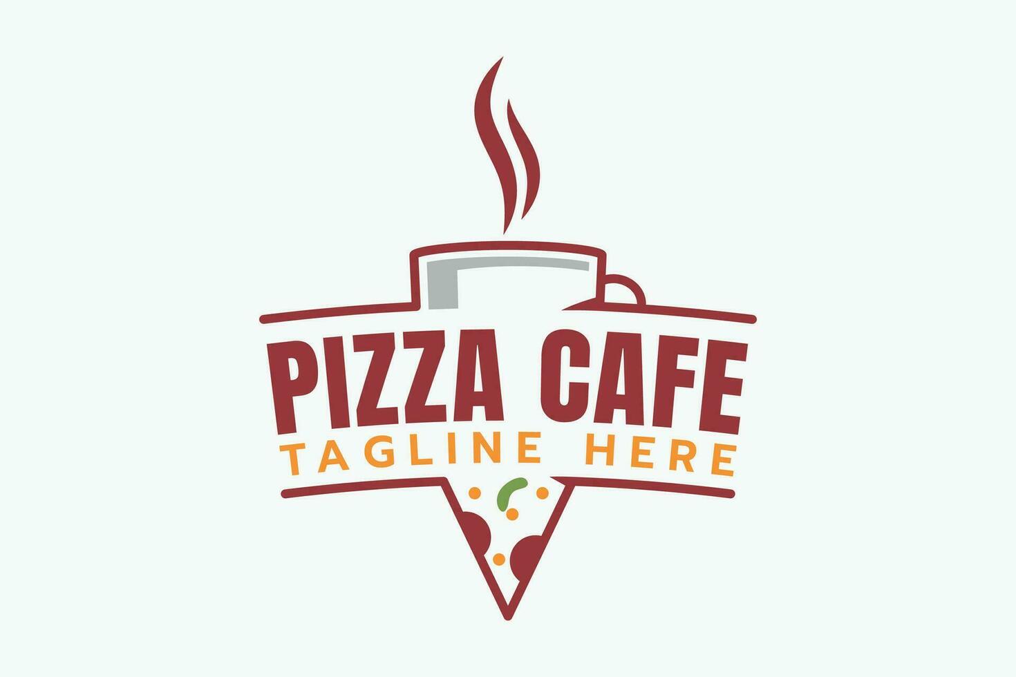 pizza cafe logo met een combinatie van een plak van pizza en een kop van koffie vector