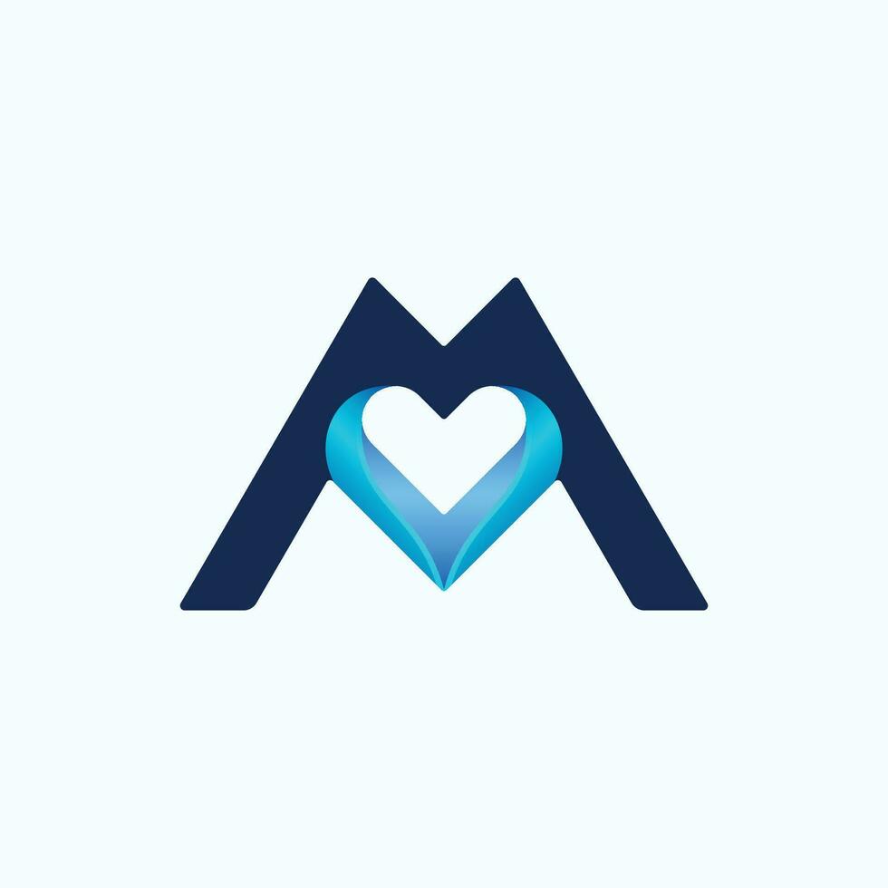 m logo met hart vector