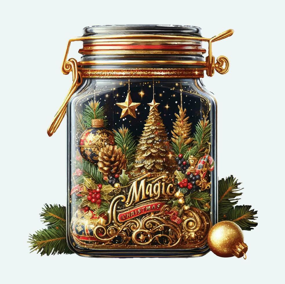 goud magie Kerstmis visie in pot clip art vector