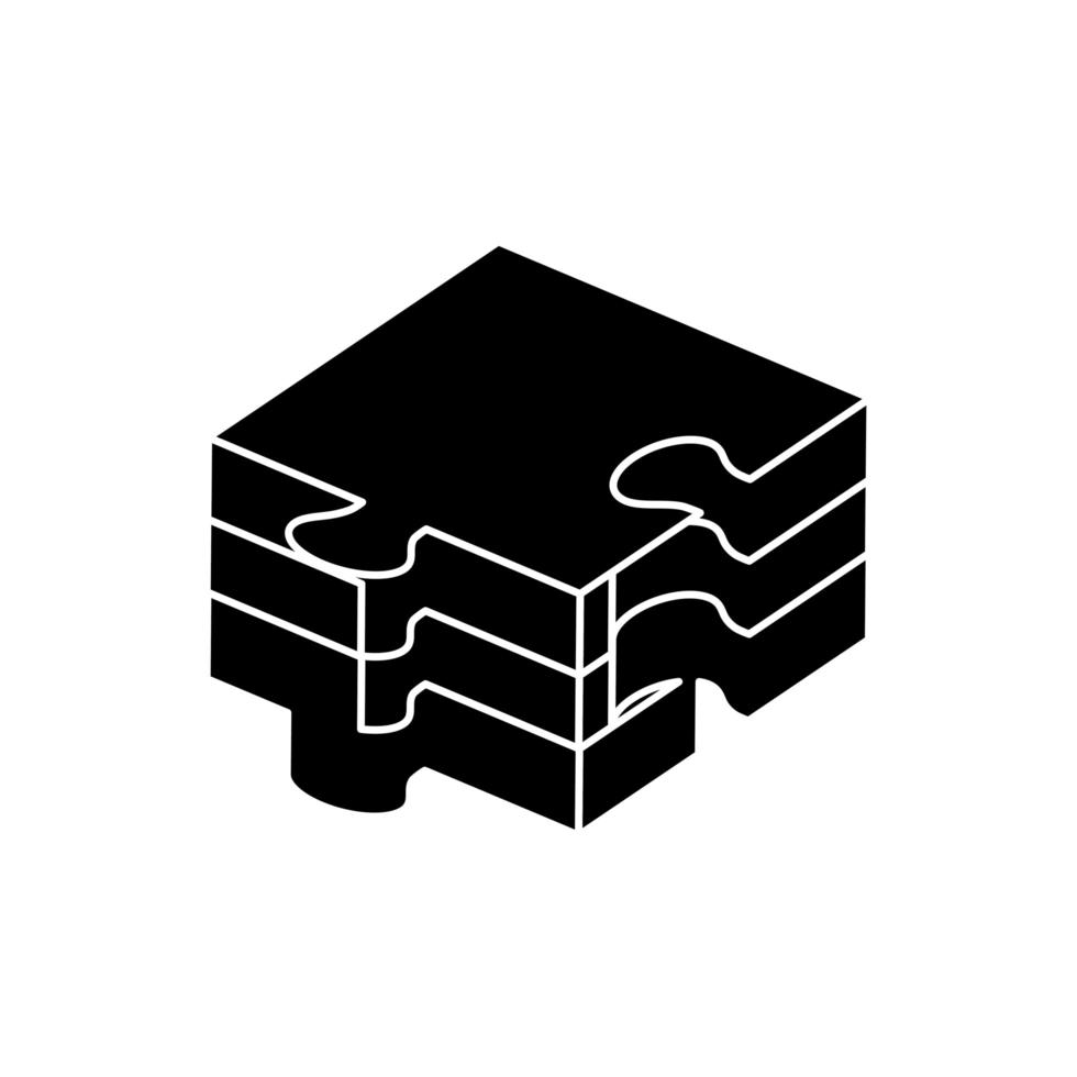 silhouet van een stukje puzzel geïsoleerd pictogram vector
