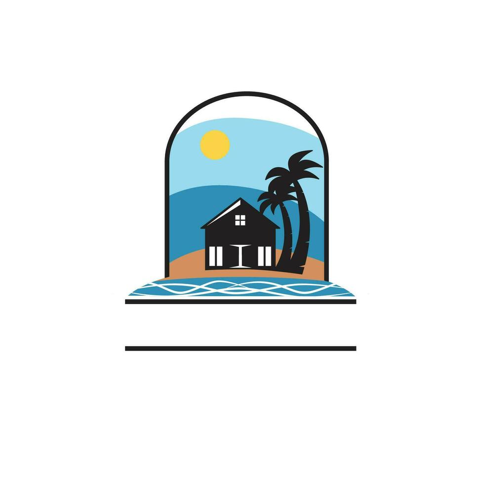 huis strand logo vector