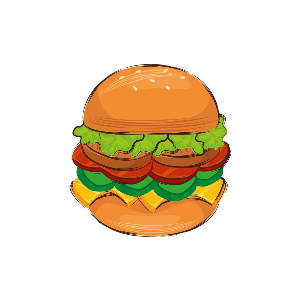 heerlijke hamburger fastfood pictogram vector